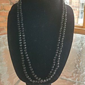 Vintage 1930s Black Jet Bead Necklace
